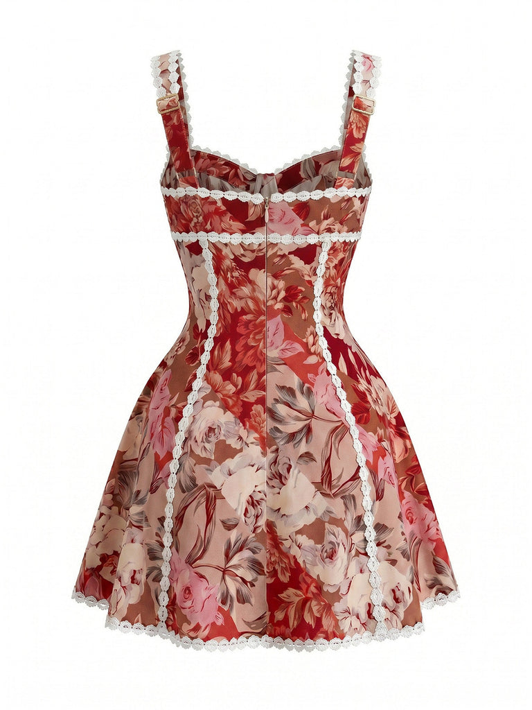 Red 1960s Lace Spaghetti Strap V-Neck Bodycon Dress, vintage dress, retro fashion, lace detail - perfect for women who love vintage and retro fashion