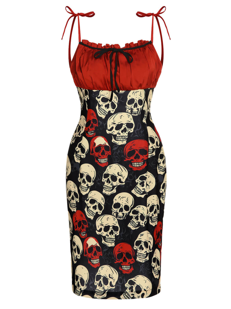 Red 1960s Halloween Skull Strap Dress, vintage dress, retro fashion - perfect for women who love vintage and retro fashion