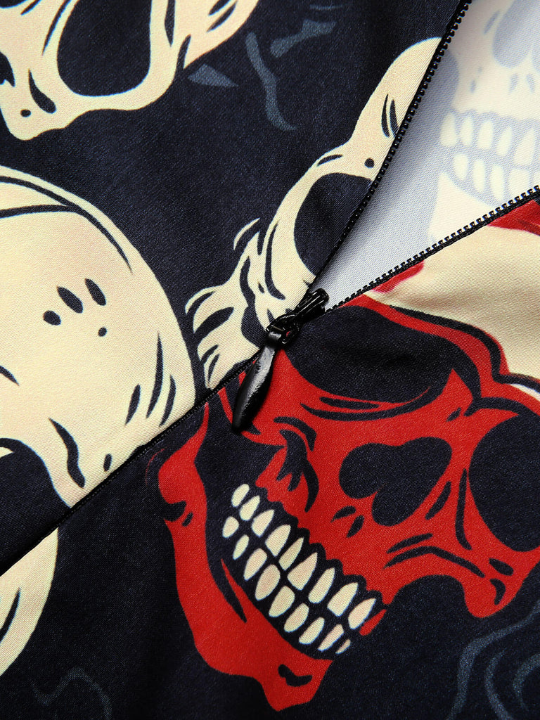 Red 1960s Halloween Skull Strap Dress, vintage dress, retro fashion - perfect for women who love vintage and retro fashion