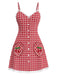 Red 1960s Heart Cherry Plaid Lace Slip Dress - vintage dress, retro fashion, elegant red