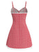 Red 1960s Heart Cherry Plaid Lace Slip Dress - vintage dress, retro fashion, elegant red