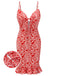 Red 1960s Heart Strap Fishtail Dress, vintage dress, retro fashion - perfect for women who love vintage and retro fashion