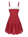 Red 1960s Lace Patchwork Polka Dots Pleated Dress - vintage dress, retro fashion, elegant red