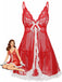 Red 1960s Lace Slip Nightgown Set - vintage nightgown, retro sleepwear, elegant red