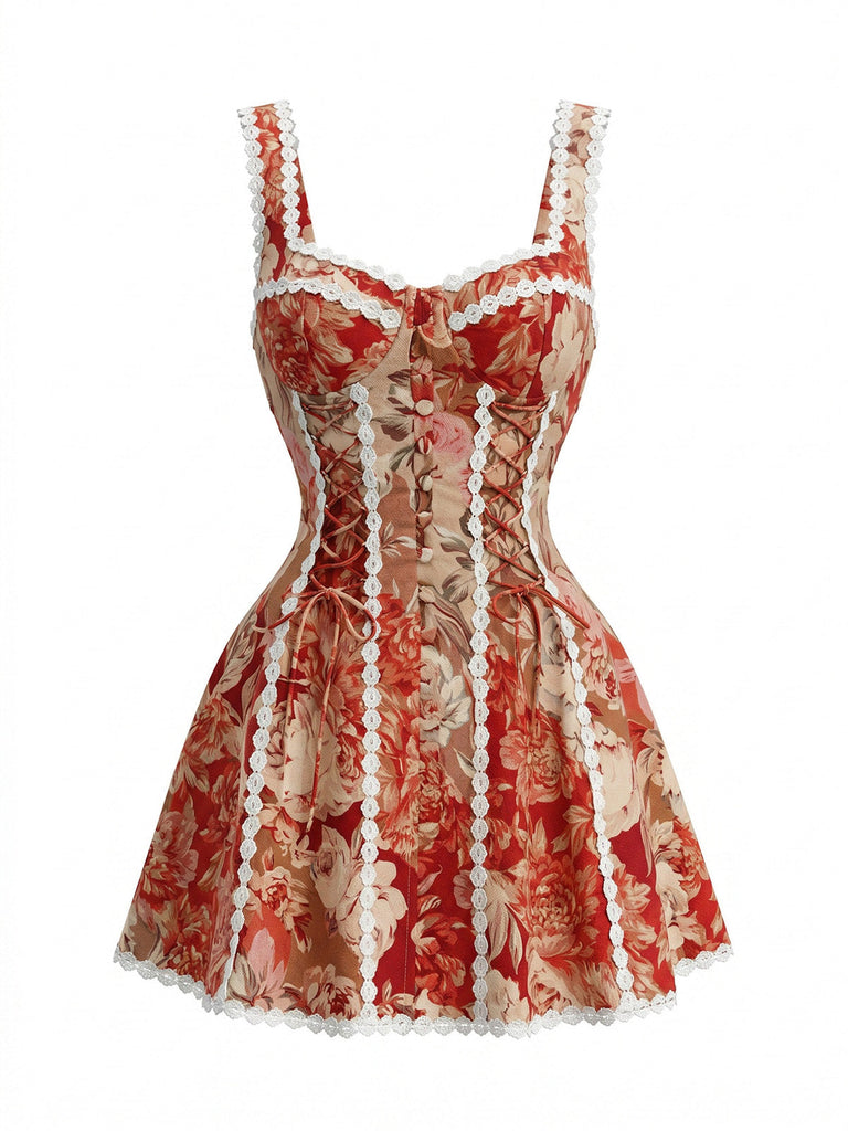 Red 1960s Lace Spaghetti Strap V-Neck Bodycon Dress, vintage dress, retro fashion, lace detail - perfect for women who love vintage and retro fashion