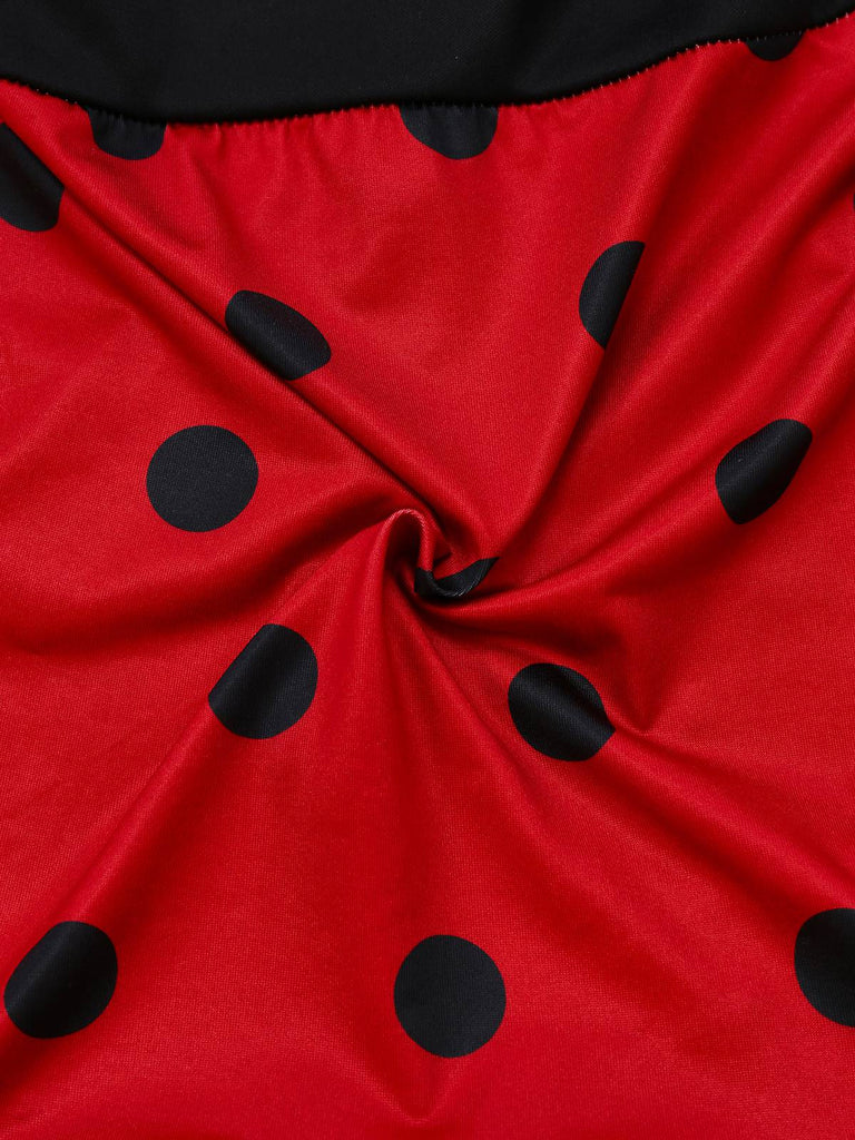 Red 1960s Miraculous Ladybug Cosplay Costume Set - vintage fashion, retro style, elegant red