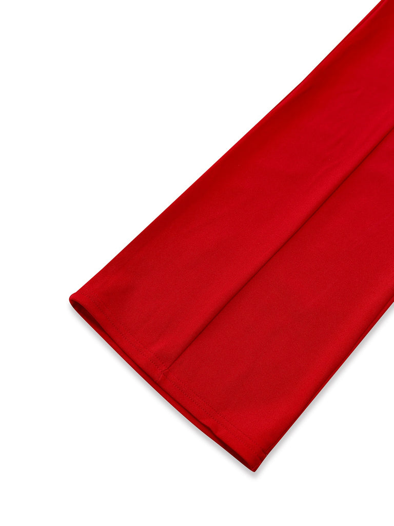 Red 1960s Solid Sheer Lace Long Sleeve Jumpsuit - vintage jumpsuit, retro fashion, elegant red