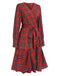 Red 1960s Tartan Plaids Ruffle Hem Belted Dress: where 1960s romance meets her modern spirit