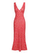 She slips into this Red 1960s V-Neck Ditsy Floral Dress and suddenly it's a 1960s daydream