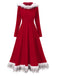 Red 1970s Christmas Fur Hooded Dress, vintage dress, retro fashion - perfect for women who love vintage and retro fashion