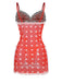 This Red 1970s Lace Heart Ruffles Nightgown wraps her in 1970s elegance, one twirl at a time