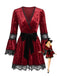Red 1970s V Neck Vintage Dress