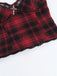2PCS Red 1980s Plaid Smocked Top & High-Low Hem Skirt - vintage skirt, retro style for vintage lovers