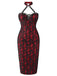 Red 1970s Skull Gothic Halter Pencil Dress, vintage dress, retro fashion - perfect for women who love vintage and retro fashion