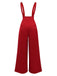 These Red 1970s Suspender Wide-Leg Solid Pants carry 1970s ambition in every seam