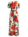 Red 1980s Floral Short Sleeve Wide-Leg Belted Jumpsuit, vintage romper, retro jumpsuit - perfect for women who love vintage and retro fashion
