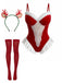 Red 1980s Reindeer Lace Christmas Lingerie Set - vintage fashion, retro style, elegant red