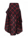 Red 1980s Scottish Plaid High-Low Hem Skirt - vintage skirt, retro style, elegant red