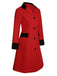 Red & Black 1950s Lapel Button Pocket Coat, vintage coat, retro outerwear - perfect for women who love vintage and retro fashion