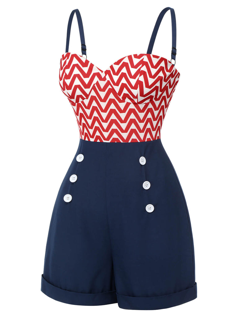 1950s Chevron Stripe Strap Romper | 1950s | vintage romper, retro jumpsuit