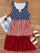 红蓝白拼色 1940s Print Vintage Sleeveless Dress 5