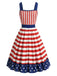 [Pre-Sale] Red Blue & White 1950s Striped Patchwork Dress, vintage dress, retro fashion, rockabilly, pin-up fashion - perfect for women who love vintage and retro fashion