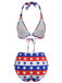 Red & Blue & White 1960s Star & Striped Bikini Set, vintage swimsuit, pin-up swimwear - perfect for women who love vintage and retro fashion