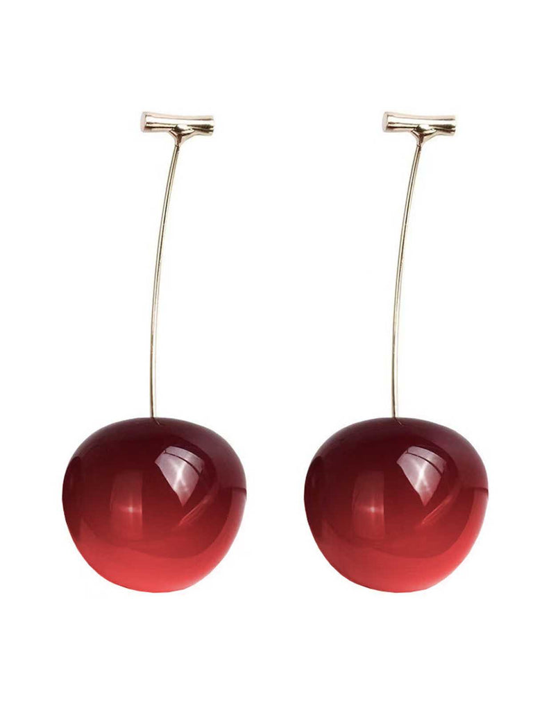 Red Cherry Drop Earrings - vintage fashion, retro style, elegant red