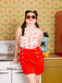Red Cherry V-Neck Halter Lace-Up Romper — vintage elegance for the modern woman