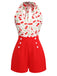 Red Cherry V-Neck Halter Lace-Up Romper: timeless style reimagined