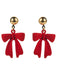 Red Christmas Bow Drop Earrings - vintage fashion, retro style, elegant red
