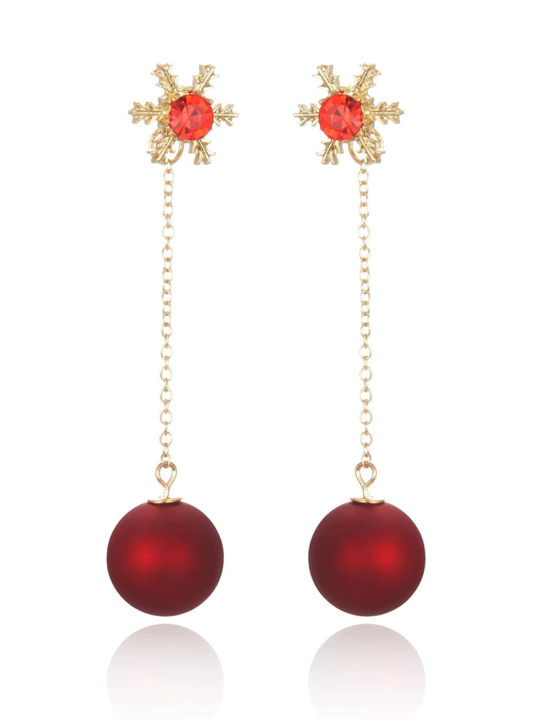 Red Christmas Snowflakes & Balls Earrings - vintage fashion, retro style, elegant red