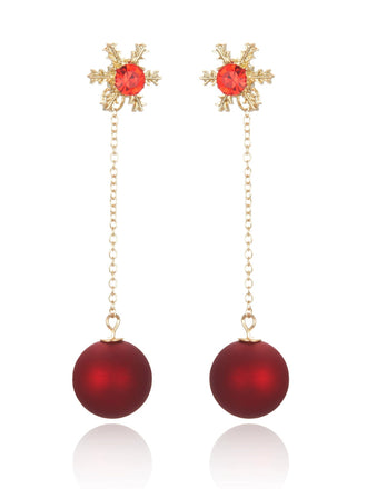 Red Christmas Snowflakes & Balls Earrings - vintage fashion, retro style, elegant red