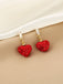 Red Crystal Heart Drop Earrings - vintage fashion, retro style, elegant red