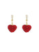 Red Crystal Heart Drop Earrings - vintage fashion, retro style, elegant red