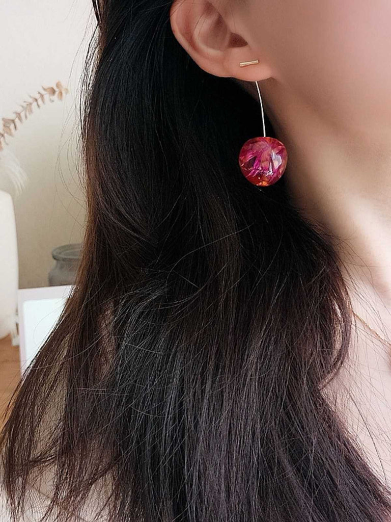 Red Dried Flower Cherry Drop Earrings: beautiful vintage fashion, retro style, classic elegance with timeless appeal