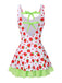 Red & Green 1940s Strawberry Bow Swim Dress — a 1940s silhouette that turns sidewalks into runways
