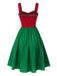Red & Green 1950s Christmas Polka Dots Dress — a 1950s silhouette that turns sidewalks into runways