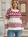 Red & White 1950s Christmas Fair Isle Knit Sweater - vintage fashion, retro style, elegant red