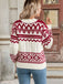 Red & White 1950s Christmas Fair Isle Knit Sweater - vintage fashion, retro style, elegant red