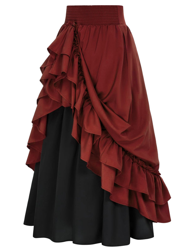 Retro 1940s Ruffle High-Low Hem Skirt — 1940s femininity that moves with her mood