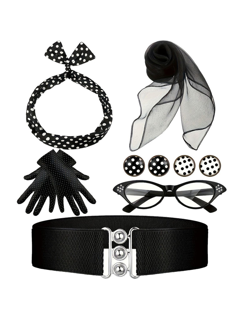 Retro 1950s Polka Dot Accessories Set - vintage fashion, retro style