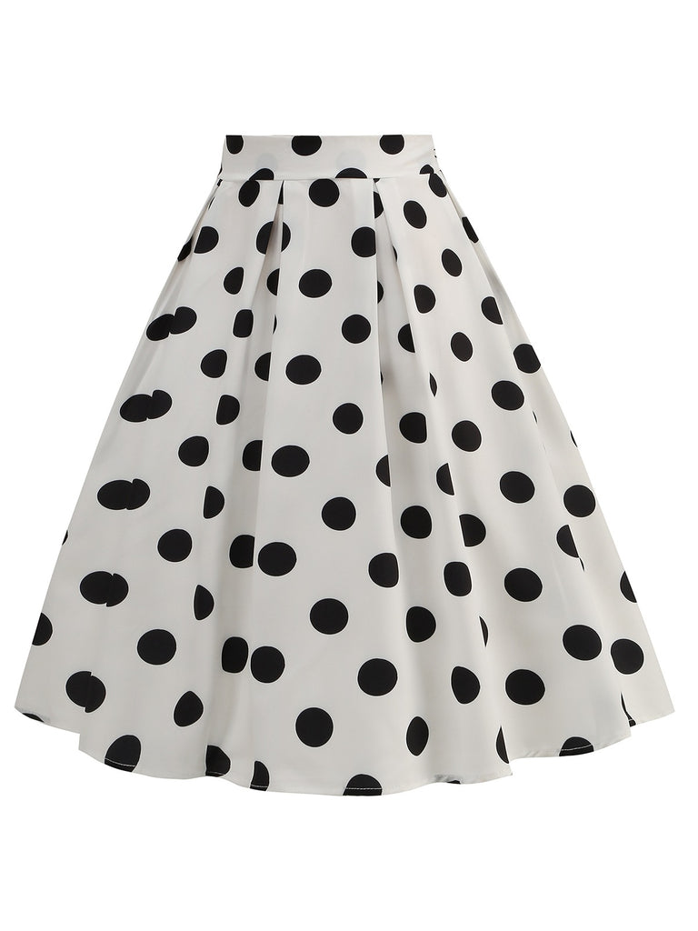 Retro 1950s Polka Dots Solid Zipper Skirt, vintage skirt, retro style - perfect for women who love vintage and retro fashion