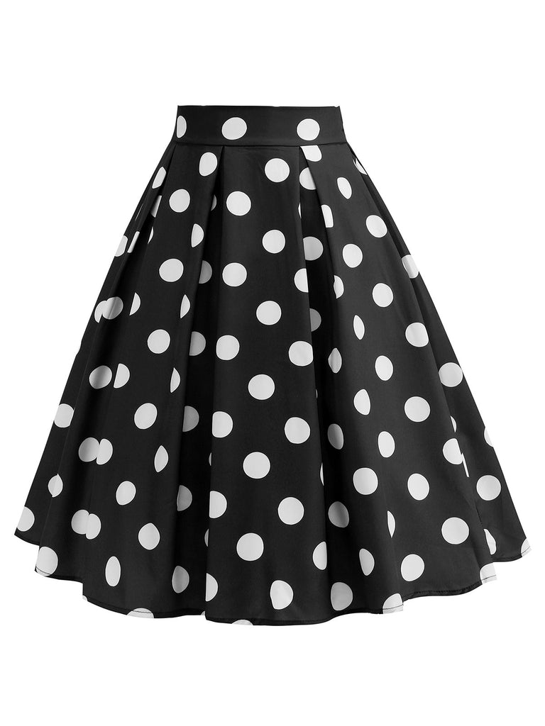 Retro 1950s Polka Dots Solid Zipper Skirt, vintage skirt, retro style - perfect for women who love vintage and retro fashion