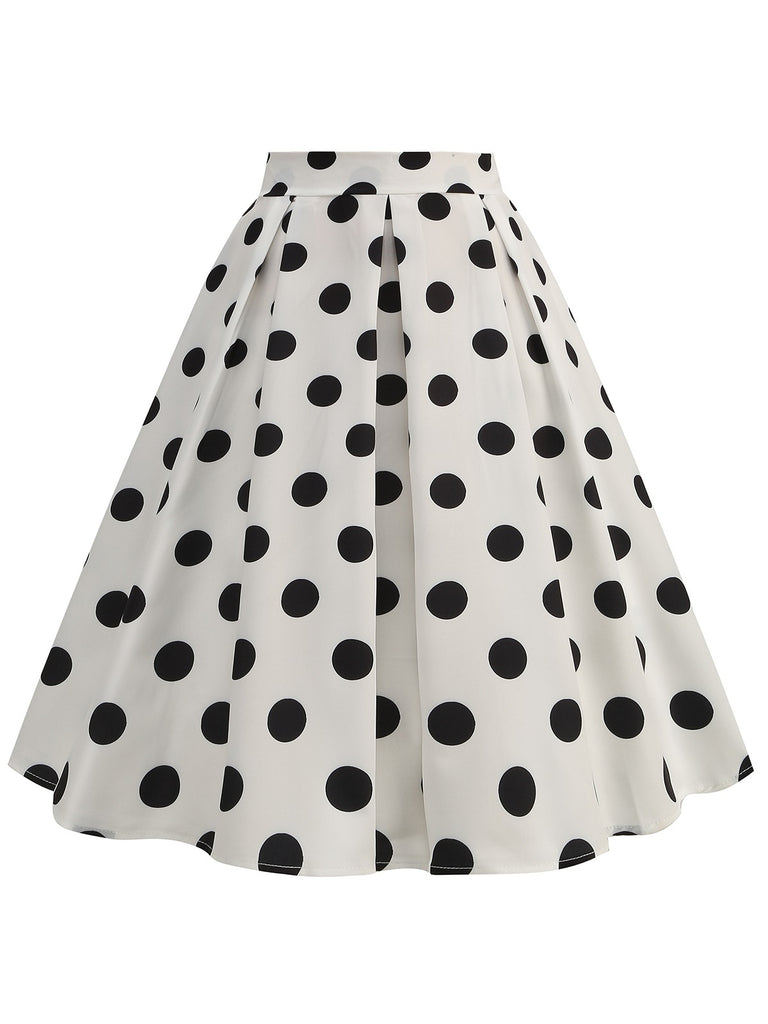 Retro 1950s Polka Dots Solid Zipper Skirt, vintage skirt, retro style - perfect for women who love vintage and retro fashion