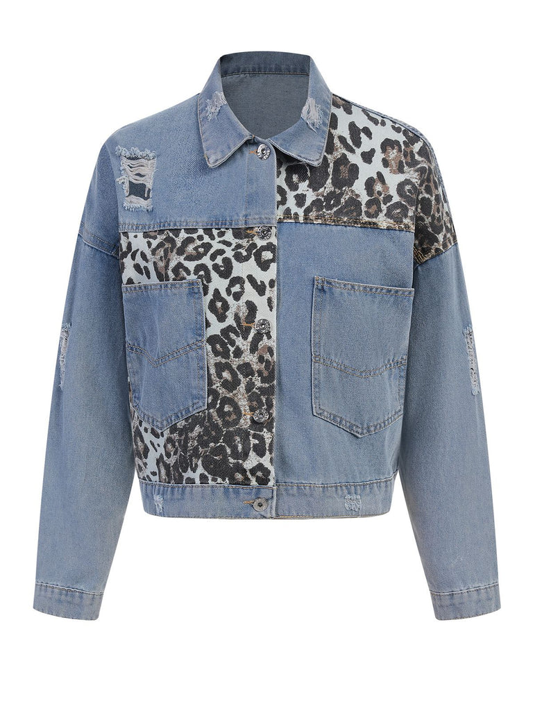 Retro 1980s Leopard Patchwork Denim | 1980s | vintage outerwear, retro jacket