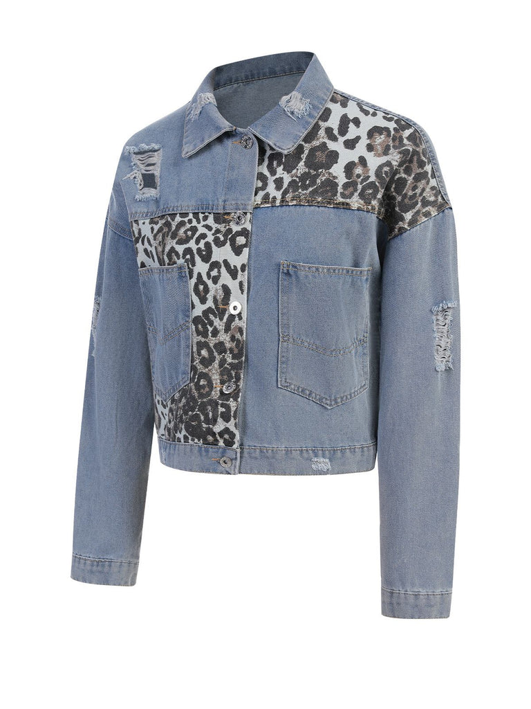 Retro 1980s Leopard Patchwork Denim | 1980s | vintage outerwear, retro jacket