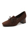 She finds her 1950s story in this Retro Bow Square Toe High Heels Shoes