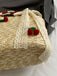 Retro Cherry Applique Lace Bow Drawstring Straw Tote Bag - vintage fashion, retro style, classic elegance for vintage lovers