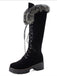 Retro Furry Chunky Heel Snow Boots — vintage elegance for the modern woman